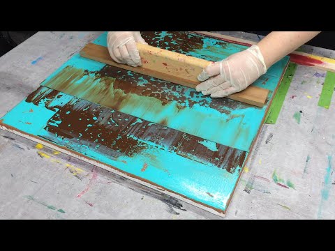 Rakeltechnik: Große Effekte mit wenigen Acrylfarben | abstrakte Acrylmalerei nach Gerhard Richter