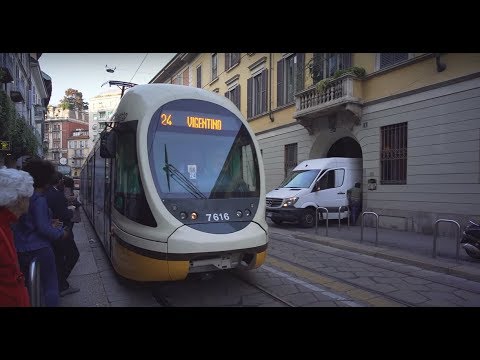 Italy, Milan, tram 24 ride from Crocetta M3 to Duomo M1 M3 Via Ripamonti V.le Sabotino