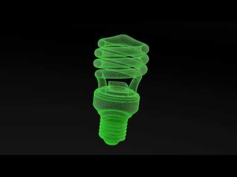 Blender Render - CFL Bulb Model (Non-Textured) Wireframe Animation