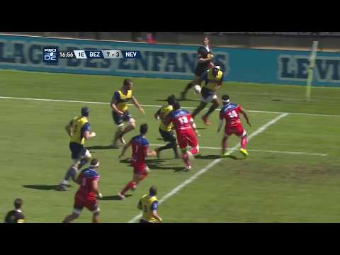 Josaia Raisuqe beats 7 defenders to score an 80m individual try (Béziers v Nevers 2018)