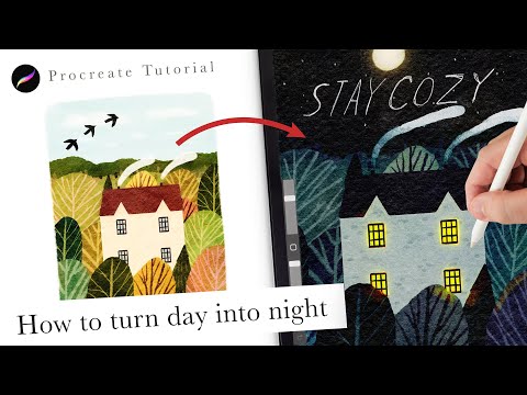 How to turn a day into night 🌒 QUICK Illustration tutorial. Procreate tips and tricks for beginners