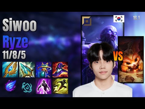 Siwoo Top Ryze vs Gnar lol KR solo rank Full Game 16.1 | 시우 라이즈 vs 나르