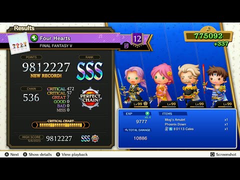 Theatrhythm Final Bar Line : FFV - "Four Hearts" - Supreme Difficulty Perfect Chain