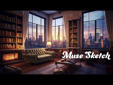 A Cozy Haven of Books, Fireplace, and Lofi Jazz Vibes (BGM/Relaxing Music)