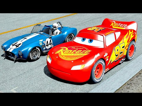 Lightning McQueen vs Shelby Cobra 1966 at Top Gear Track