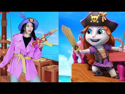 Imitate Angela the Pirate Become a Guardian - My Talking Angela 2 In The Real Life