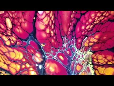 #171 - Golden Red #Bloom | #Colourarte #PrizmPour #PrimaryElements #AcrylicPour #Fluidart #Sheleeart