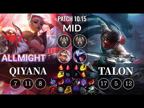 T1 Allmight Qiyana vs Talon Mid - KR Patch 10.15