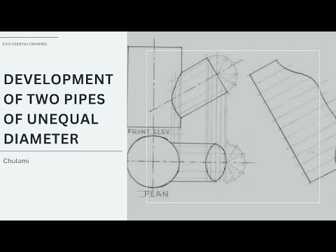 How to draw development of two pipes of unequal diameter