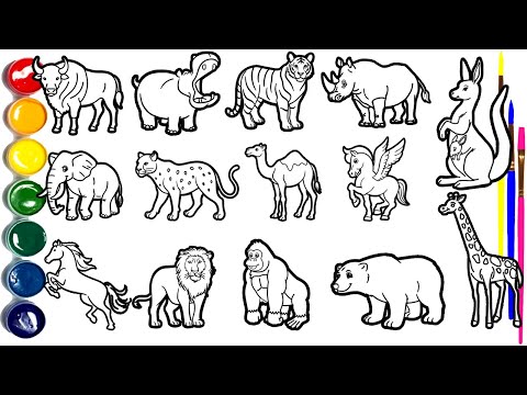 🖍️ How to Draw 16 Animals for Kids  Step by Step Easy Drawing Tutorial 🦁🐘🦄