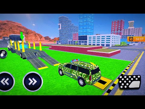 Transporting Army Vichel in Long Trailer Truck - Airplane Car Transporter - Android Gameplay