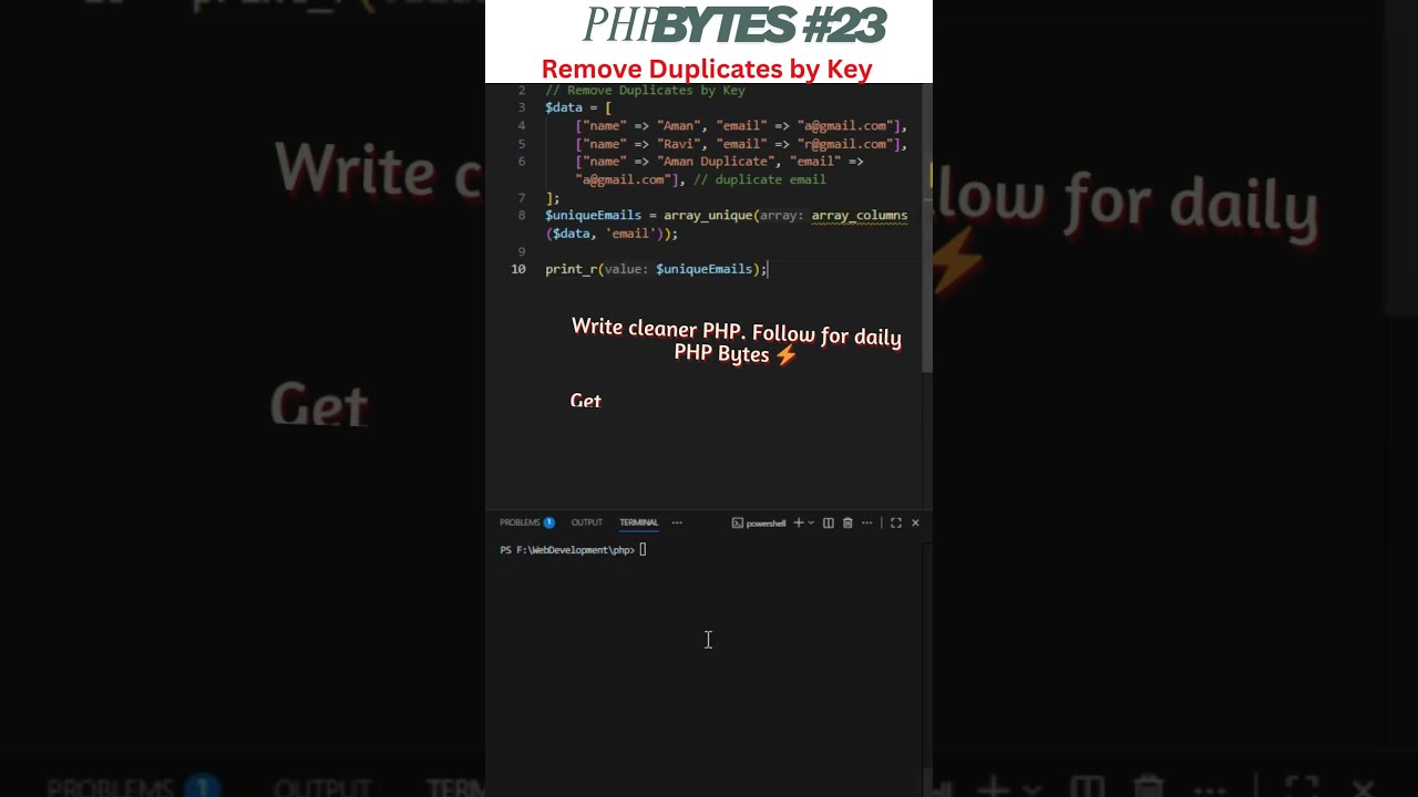 Remove Duplicates by Key in PHP? 🤔 | PHP Bytes #23 #php  #coding #phpbytes