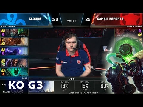 C9 vs GMB Game 3 | Knockout Play-In Stage S8 LoL Worlds 2018 | Cloud 9 vs Gambit Esports G3