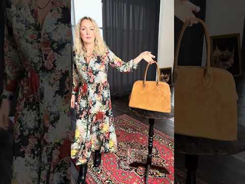 Женская большая сумка из натуральной замши рыжего цвета, Italy, Vera Pelle, цена 10700₽. Арт.024026