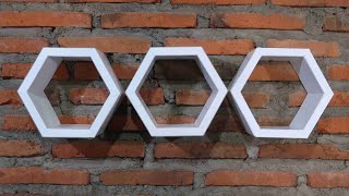 Paper hexagon honey comb shelves | diy wall shelf