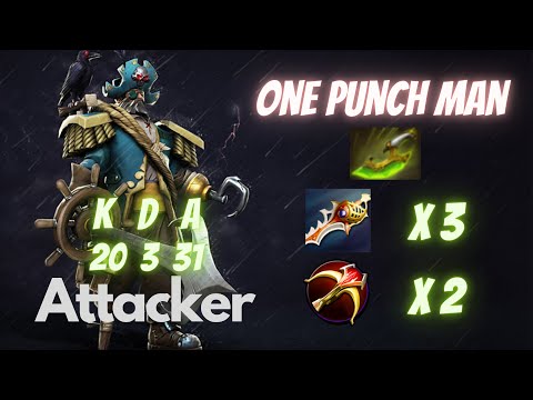 Attacker - Best Kunkka Player | 3x Divine Rapier | One Punch Man | High Ranked Game | Dota 2