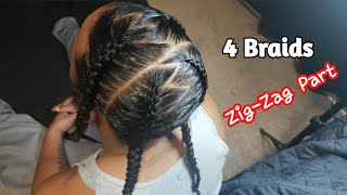Braids for Men/Boys | 4 Braids w Zig-Zag Part