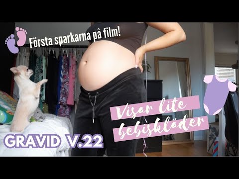 Gravid vecka för vecka - Vecka 22 - Visar bebiskläder och de första sparkarna vi fångat på film!