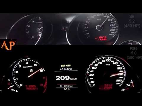 ☛Audi S8 D3 5.2 (450 HP) vs. Audi RS6 C6 5.0 (580 HP) review, sound, acceleration 0-320
