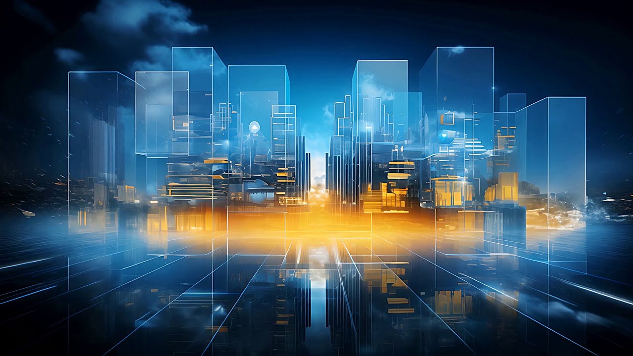 Cityscape with futuristic network connection and data communication