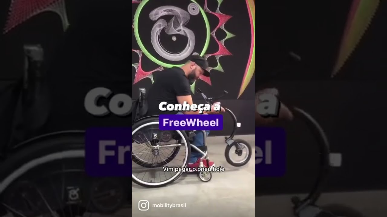 Watch Now Transforme a sua cadeira de rodas em um veículo de 3 rodas com o FreeWheel #shorts Transforme a sua cadeira de rodas em um veículo de 3 rodas com o FreeWheel #shorts