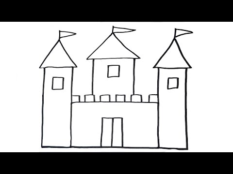 How To Draw a Castle - VERY EASY For Kids - YouTube