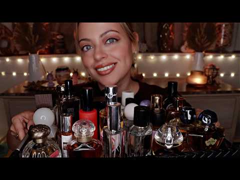 ASMR| PERFUME COLLECTION - Fall Perfume Tray 2025 (glass tapping, lid sounds, liquid sounds)