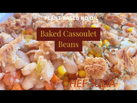 Baked Cassoulet Beans with Squash and Corn
