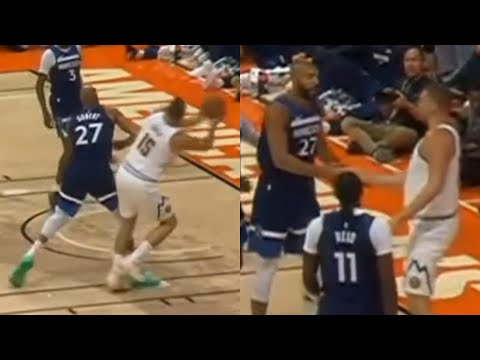 Rudy Gobert bumps Nikola Jokic then daps him up when Jokic went to confront him