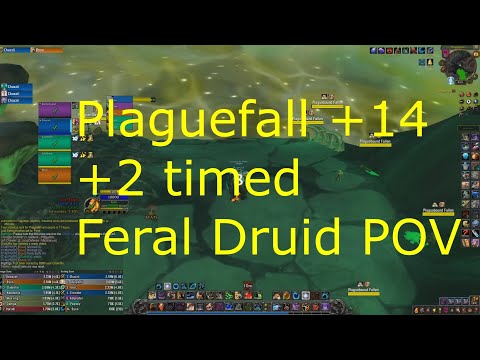 Shadowlands 9.0.2 - Feral Druid POV - Plaguefall 14 (+2) - Triple melee + Storming = Fun