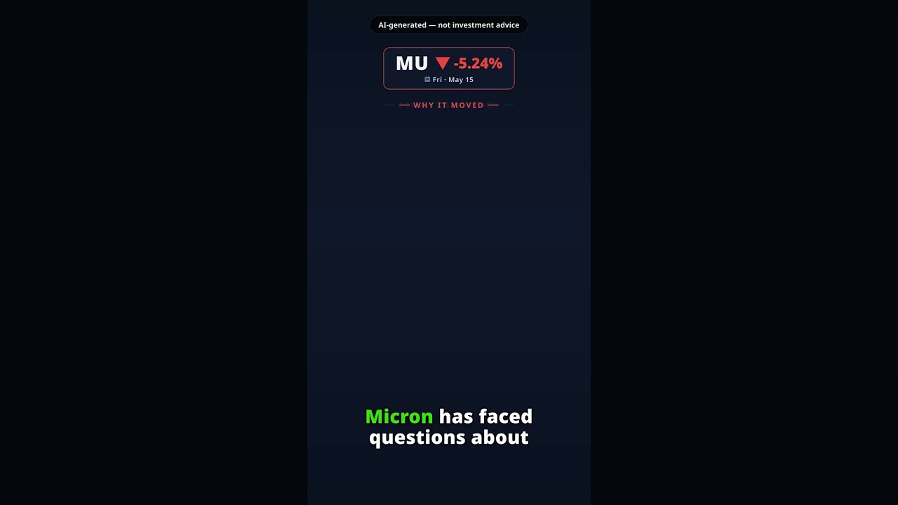 Why Is Micron Technology Stock Tumbling Today? MU -5.24% (May 15) — Memory Chip Demand Concerns