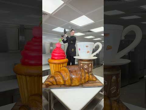 Giant croissant made out of cake 🥐 ♥️🥐 #tea #snacks