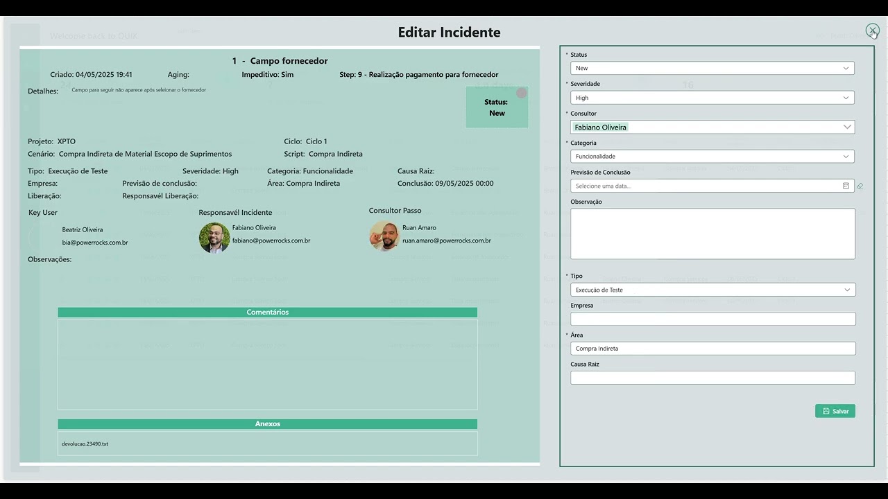 Gestão de Incidentes - QUIK-4