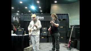 Ant Glynne and John Richards at the NAMM show summer 2011 trying out New Albion amps