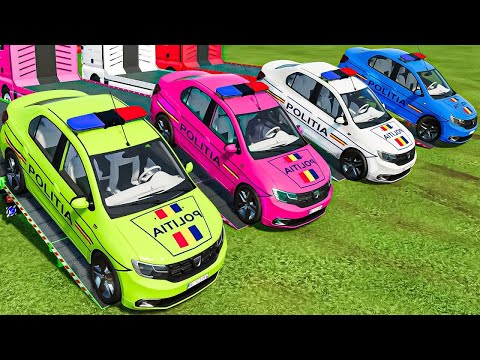 TRANSPORTING DACIA LOGAN SEDAN CARS WITH BIG TRUCKS TO GARAGE ! Farming Simulator 22