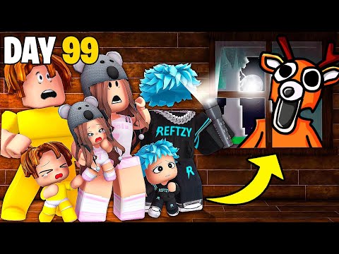 Surviving 99 DAYS In The Roblox Forest with my FAMILY..