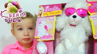 Барби Блесточка интерактивная собачка игрушка с очками и аксессуарами Barbie toy dog Sequin unboxing