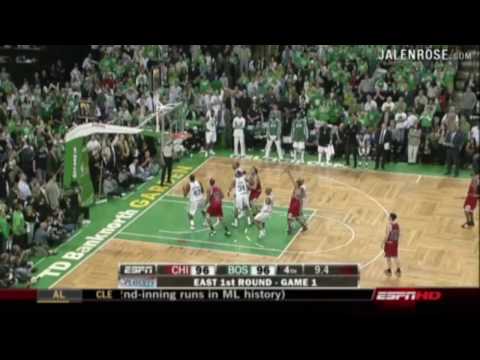 Bulls vs Celtics Game 1 2009 NBA Playoffs - Derrick Rose 36 pts - Jalen Rose on ESPN