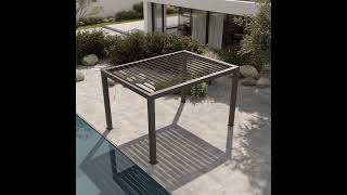 OUTFLEXX Antalya Lamellenpergola, schwarz, Alu, 4 x 4 m, pulverbeschichtet, wetterfest, verstellbare Lamellen