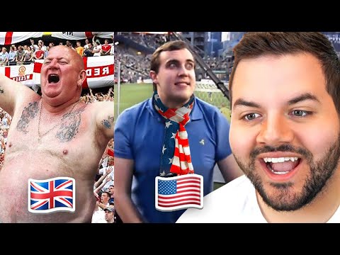 American Reacts to UK vs US Football Chants!