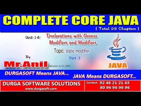 Core Java Declarations With Access Modifiers Static Modifier Part 3