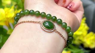 Lắc Vàng Mix Ngọc Bích - Nephrite Jade Thiên Nhiên