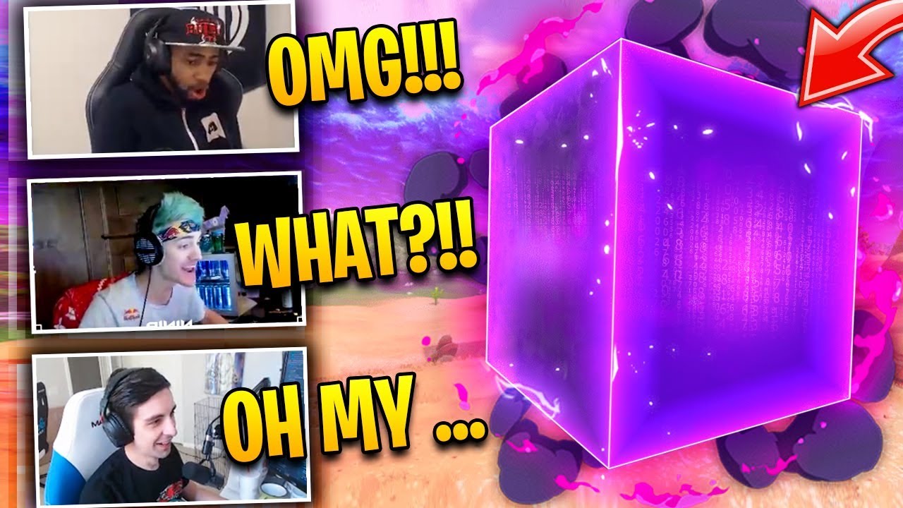 NINJA, DAEQUAN & SHROUD REACTION ON **MYSTERIOUS** PURPLE CUBE  - Fortnite Funny Moments