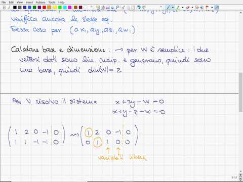 16 Sottospazi Vettoriali, Rappre  Cartesiana E Param  Calcolo Base, Dim, Della Somma Ed Intersezione