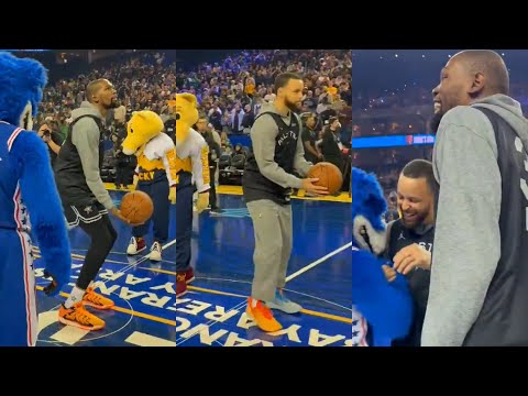 Steph Curry hits backwards half court shot to beat Kevin Durant at NBA All Star Practice