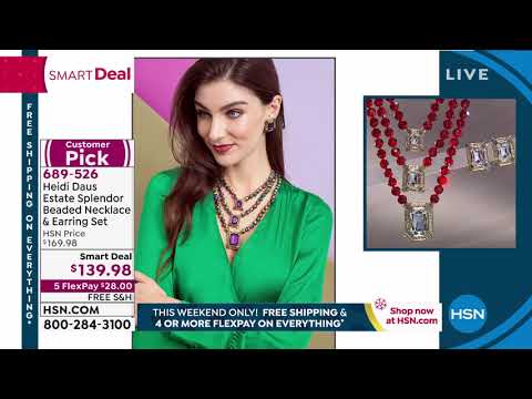 Heidi Daus "Estate Splendor" Beaded Necklace and Earring...