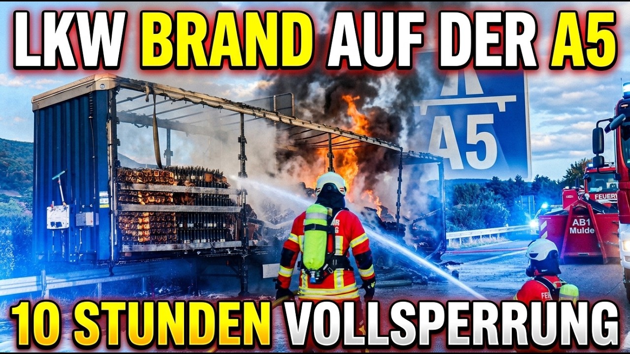 Sattelauflieger brennt auf der A5 bei Schriesheim– stundenlange Sperrung in Richtung Frankfurt