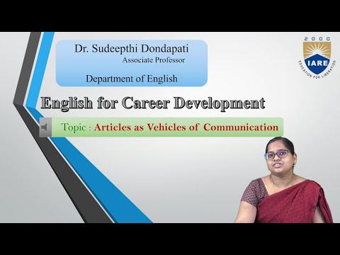 Articles as Vehicles of Communication by Dr. Sudeepthi Dondapati