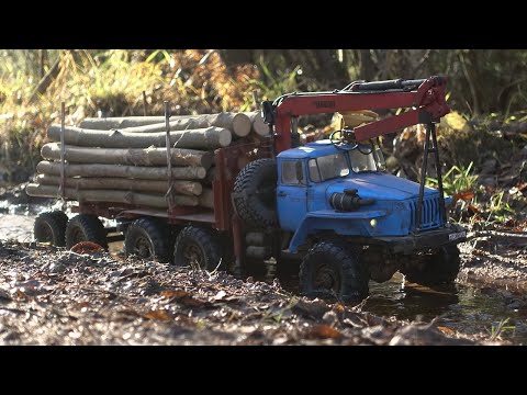 RC Ural 4320 6x6 Russian Log truck - River  run