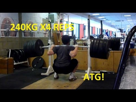 240KG/529lbs X4 REPS ATG Squat @87KG/18yrs (No belt, 100% RAW)